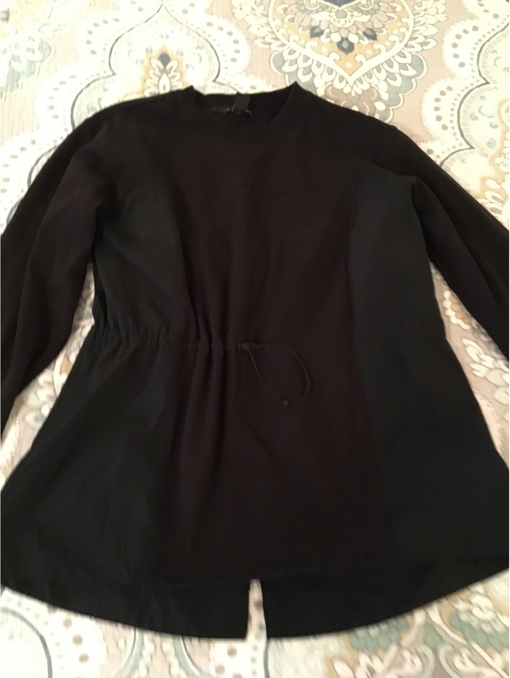 Athleta Black Long Sleeve Drawstring Waist Tunic Top Size Small